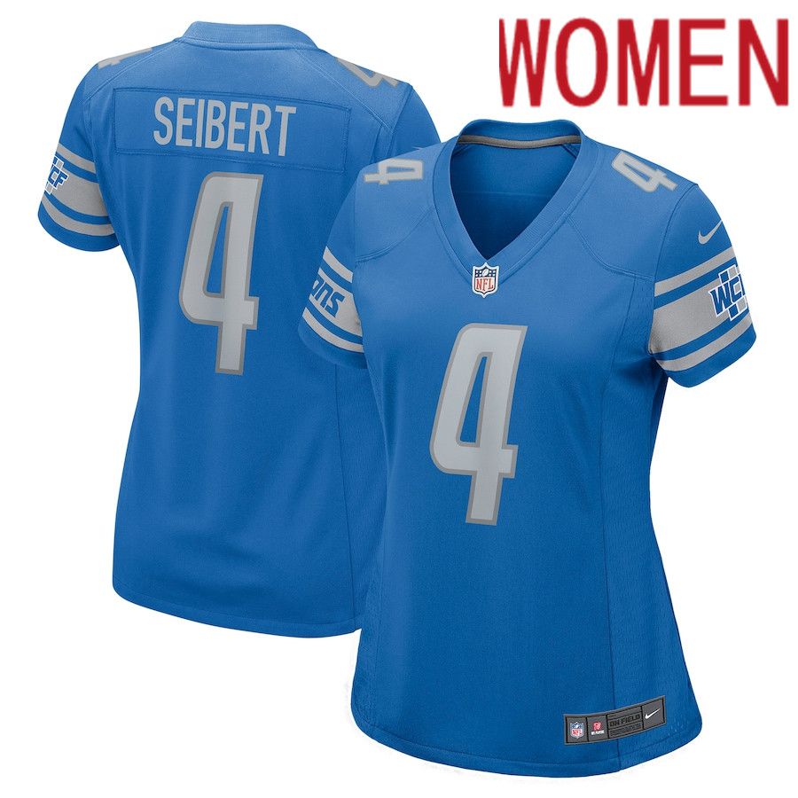 Women Detroit Lions 4 Austin Seibert Nike Blue Game Player NFL Jersey